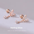 925 Silver Bow Screw Diamond Stud Earring