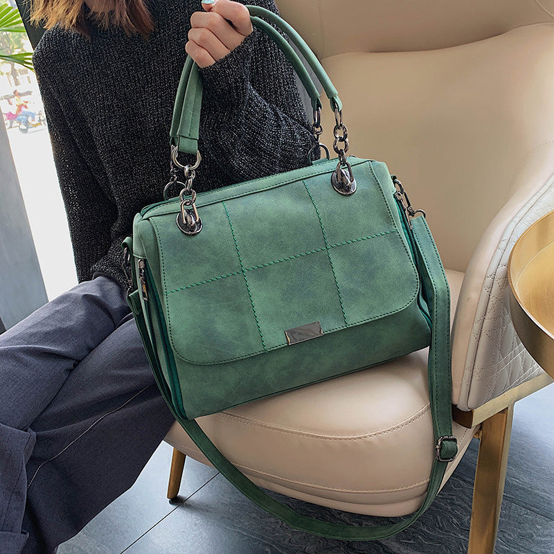 Matte Women Scrub Female Shoulder Bags Large Capacity Matcha Green PU Leather Lady Totes Boston Bag for Travel Hand Bags