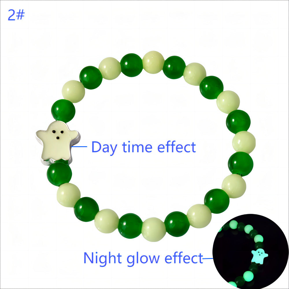 Day Of The Dead Luminous Bracelet Glass Beaded Halloween Luminous Bracelet
