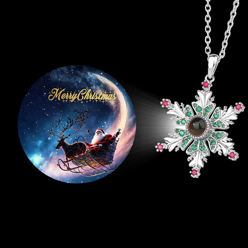 New Christmas Snowflake Necklace With Projection Design For Couples Christmas Gift Women's Clavicle Chain Jewelry
