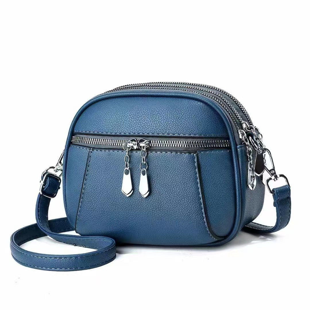 Solid Color Small Round Bag Fashion Multi-pocket Large Capacity Shoulder Crossbody Bags For Women Handbags