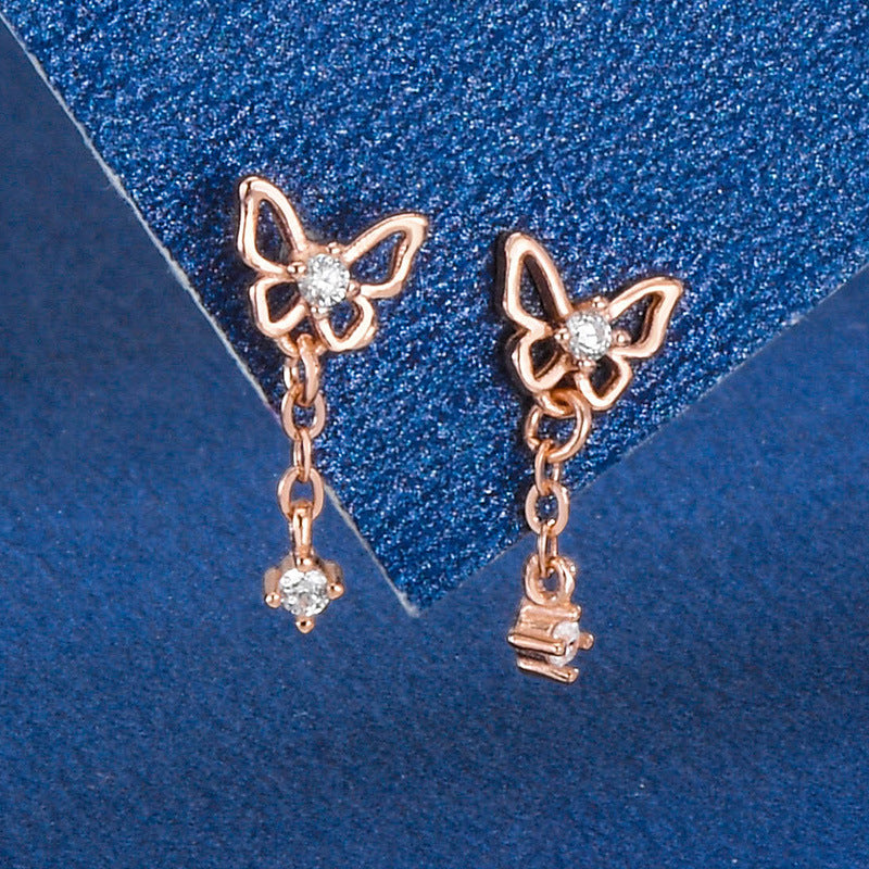 925 Silver Bow Screw Diamond Stud Earring