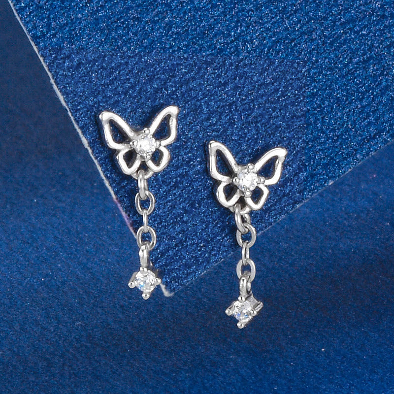 925 Silver Bow Screw Diamond Stud Earring