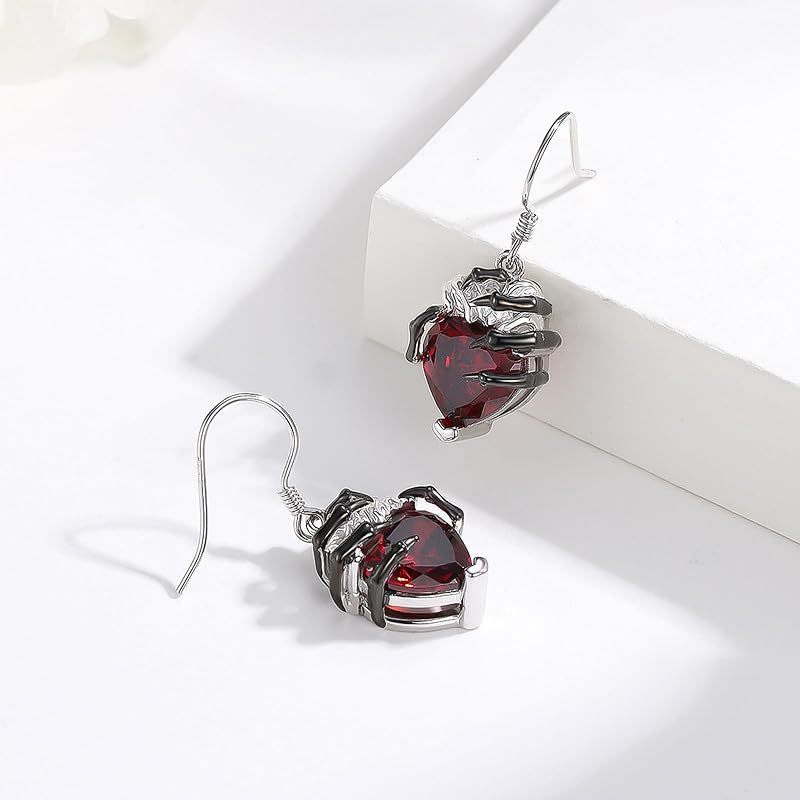 Halloween Fashion Heart-shaped Skull Hand Earrings
