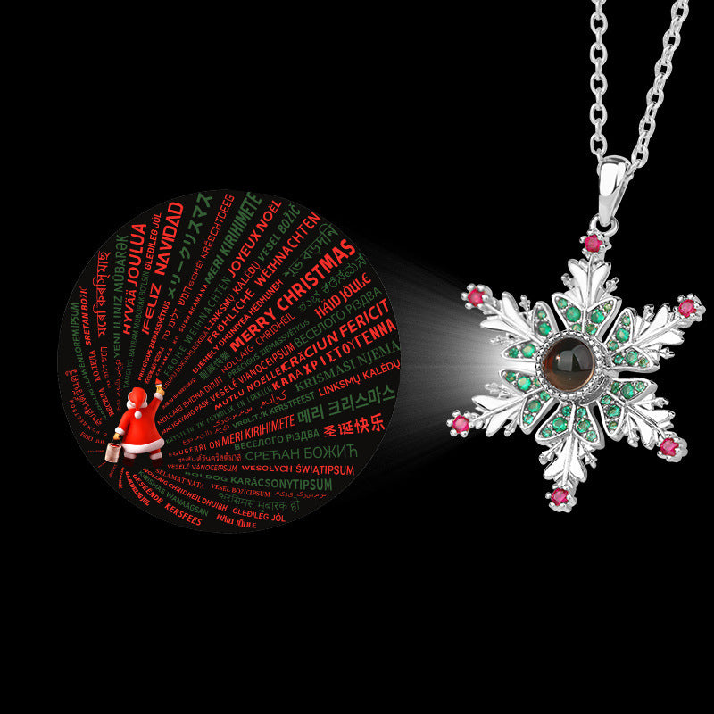 New Christmas Snowflake Necklace With Projection Design For Couples Christmas Gift Women's Clavicle Chain Jewelry
