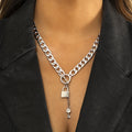 Thick Chain With Shiny Lock And Key Pendant Necklace For Women Trendy Ladies Accessories On The Neck Fashion Jewelry Female
