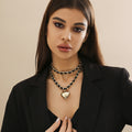 Big Love Double-layer Chains Design Necklace Women Street Punk Style Necklace Fashion Jewelry
